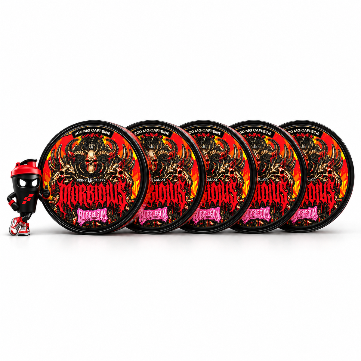 Koffein Pouches 200 mg Bubblegum (5er-Pack)