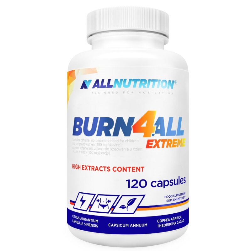 Allnutrition Burn4All Extreme, Weiße Dose, Vorderansicht.
