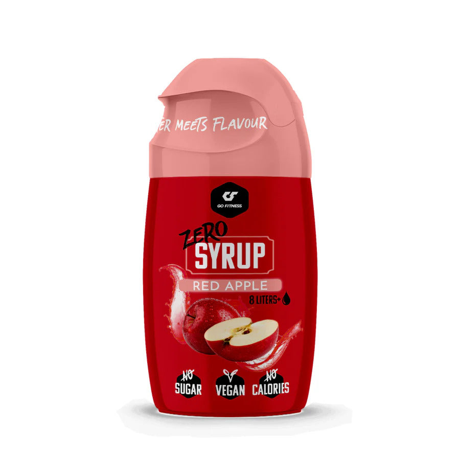GoFitness Nutrition Zero Syrup - 65 ml, Rote Sirupflasche Red Apple.