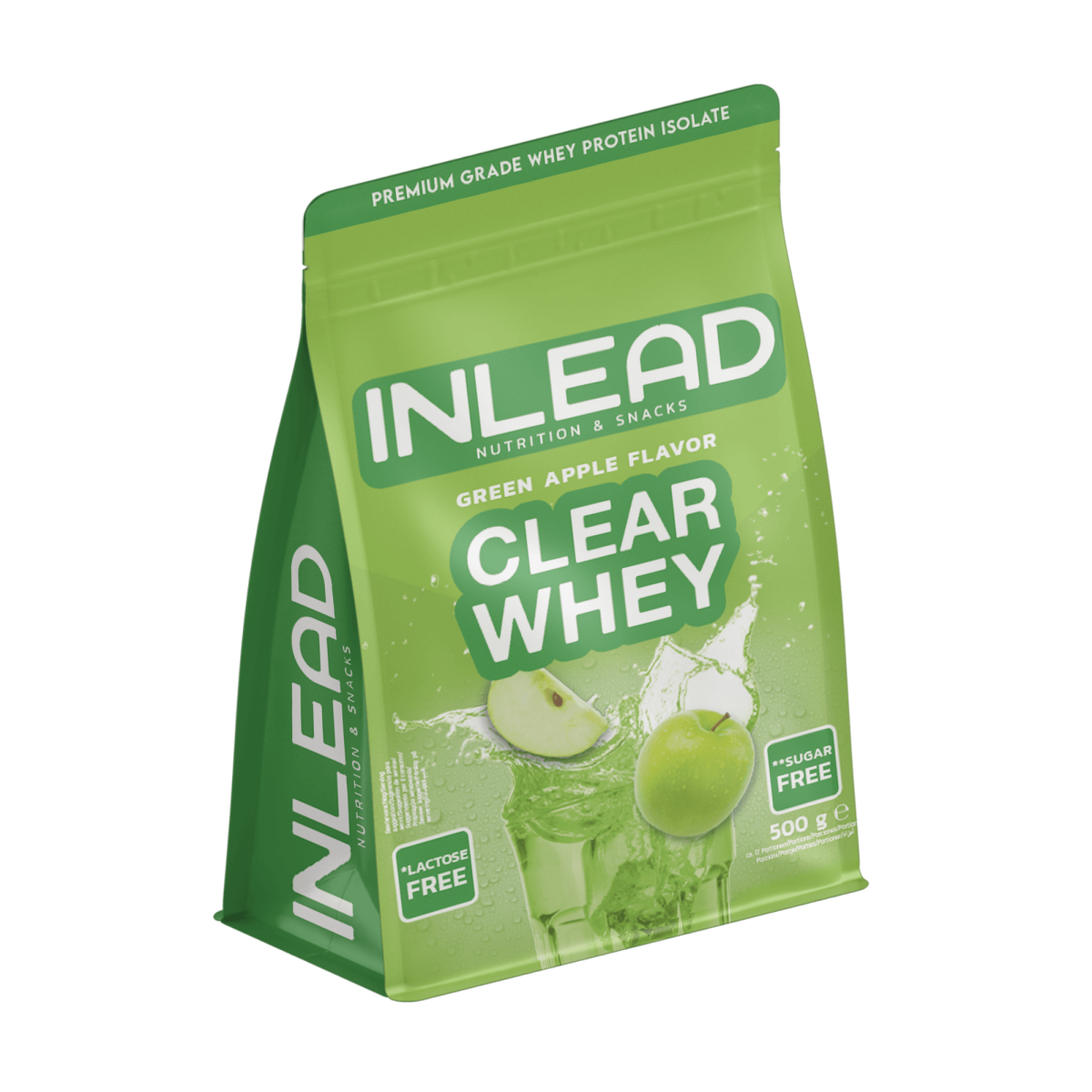 Inlead Nutrition Clear Whey Isolate 500g, Hellgrüner Beutel Green Apple.
