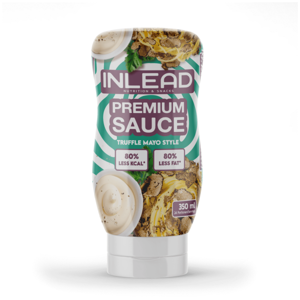 Inlead Premium Sauce 350ml, Truffle Mayo Style, grün-weiße Flasche.