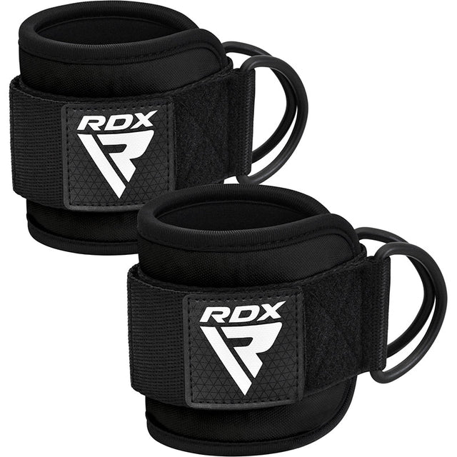 Paar schwarze RDX Fußschlaufen mit Polsterung und doppelten Metallringen.