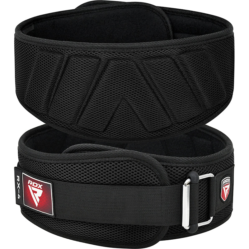 RDX BELT EVA CURVE, Schwarzer Trainingsgürtel, Vorder- und Rückseite.